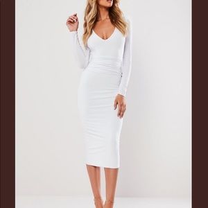 NWT Missguided White Slinky Plunge Midi Dress